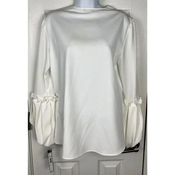 Tahari ASL NWT Ivory Balloon‎ Sleeve Beck Blouse Women’s Size XS - Picture 1 of 7